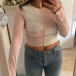 Never been worn. Geometric pink and white adorable crop top